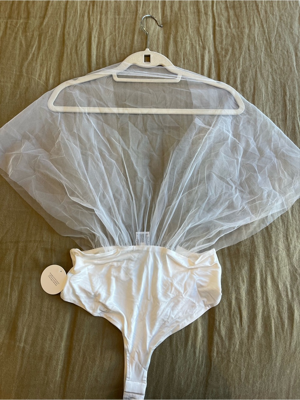 Shona Joy, never worn. Sheer White Bridal Tulle Bodysuit